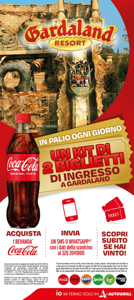 DA AUTOGRILL PROVA A VINCERE L’INGRESSO A GARDALAND CON COCA-COLA !